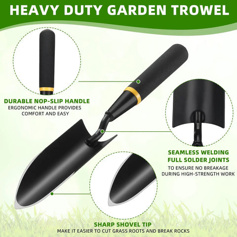 Heavy duty trowel from 8 Piece Garden Hand Trowels Set With Pro Grade Heavy Duty Carbon Steel Shovels And Resin Rubberized Handles