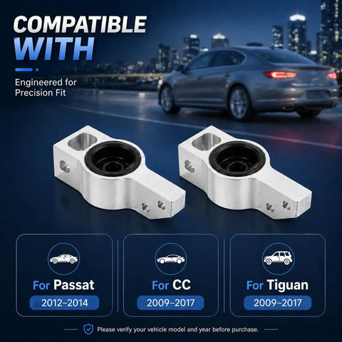 2 Pcs Front Lower Control Arm Rearward Bushing Bracket Replacement For Passat 2012 2014 Direct Fit, OEM Grade Compatibility, Durable Steel Construction, Restores Alignment, Smoother Ride, Easy Install Front Suspension Accessory silver metal bushings for Passat CC Tiguan