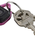 Pocket Mate 325 Lumen USB Rechargeable Flashlight With Clip On Keychain, Ultra Compact Pink Light with keys on keyring