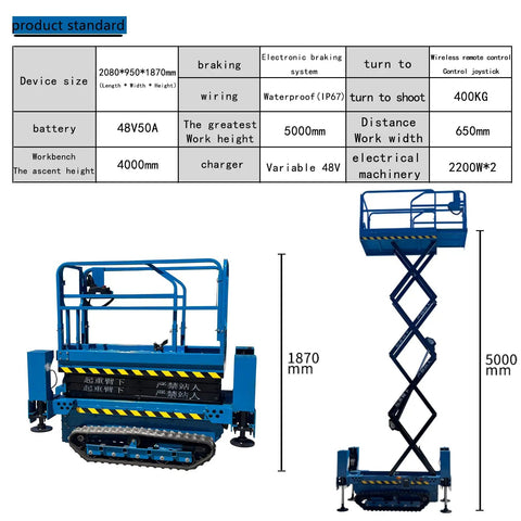 Heavy Duty Outrigger Tracked Scissor Lift With Remote Joystick Controls For Rough Terrain Jobsites Reaching Five Meters That Gets The Job Done Right And Keeps Crew Happy For Custom Shop Upgrades