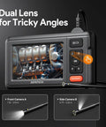 Dual Lens Endoscope Borescope Camera With Light, HD 4.3 Inch IPS Screen, IP67 Waterproof, 16.5ft Semi-Rigid Snake Cable For Cars, Walls, Drains And Pipes, Flip Between Front And Side Views With Ease, front and side camera views