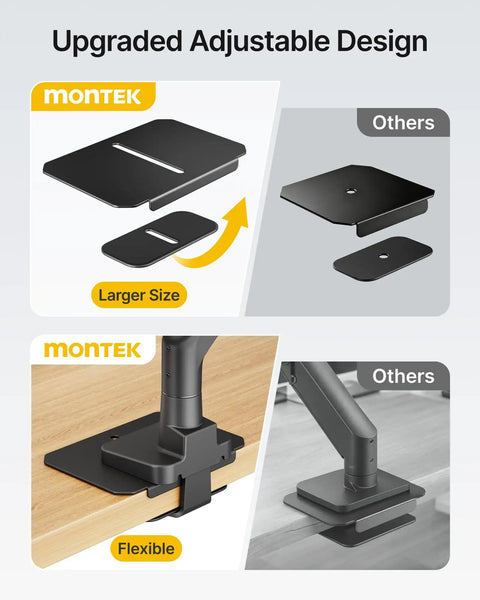 Rock Solid Adjustable Steel Monitor Mount Reinforcement Plate And Desk Stabilizer With Extra Wide Eva Base, enlarged design and flexible fit.