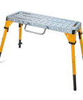 Adjustable Height Portable Steel Welding Table And Work Bench With Folding Legs, Carrying Handle, Cord Minder, 18 By 46 Inch Tabletop, 1000 Pound Capacity, Built Tough With Versatile Mounting Slots For Clamps And Projects