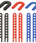 60 Piece Plastic Leveling Shims Kit For Auto Dash And Car Mount Repair Built Like A Tank Polypropylene U Shaped Wedges color coded in red, blue, and black.