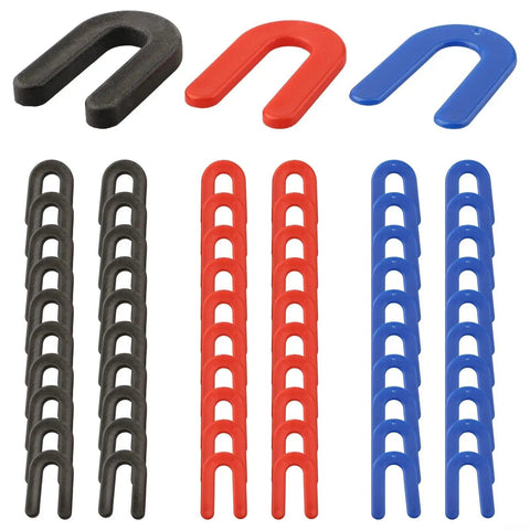 60 Piece Plastic Leveling Shims Kit For Auto Dash And Car Mount Repair Built Like A Tank Polypropylene U Shaped Wedges Color Coded in various colors.