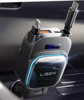 Retractable Car Charger 4 In 1 No Fuss Fast Charging Hub With 96W Power USB-C cables and USB-A port in car dashboard