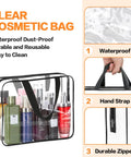 Two Piece Large Clear Makeup Organizer Set With Durable Plastic Tote Bags Waterproof Transparent Handbags for Travel Use