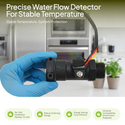 Water Heater Flow Sensor Switch Kit With Turbine Flow Meter And Hall Effect Sensor Direct Replacement No Fuss Easy Install Energy Efficient Flow Rate Monitor For Accurate Home Plumbing, black plastic
