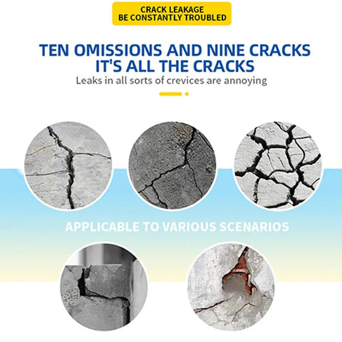 Premium Self Leveling Concrete Caulk For Deep Crack Repair That Flows Right In To Shut Down Leaks Fast While Locking In A Heavy Duty Waterproof Seal Made For Driveways And Basements showing various deep cracks in concrete.