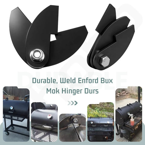 Heavy Duty Weld On BBQ Smoker Hinge Pair For Doors 8 By 2 And A Quarter Inch, 3 Sixteenth Inch Plate Steel, DIY Weld On Black Finish, Beefy Built Tough For Heavy Grills, Firebox Lids, Warpage-Resistant, Long-Lasting Performance on BBQ smoker door