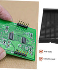 Anti Static PCB Tray Storage Rack For Circuit Boards shown beside a hand-held printed circuit board with slip resistant features.