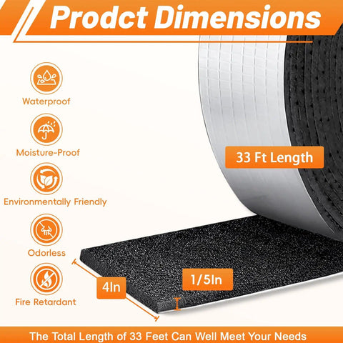 Self Adhesive Pipe Insulation Wrap For Water Lines Foam Tube Heat Tape For Outdoor Pipes Winter Protection 4in 33ft
