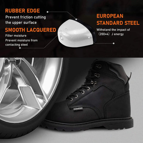 Men's Tough As Nails Steel Toe Work Boots, Crazy Horse Leather, Waterproof And Non Slip, Built To Last On Any Job Site.