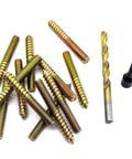 Heavy Duty Hanger Bolts Kit With Alloy Driver And HSS Twist Drill Included, 12 Pack Self Tapping Wood Fasteners, close-up view