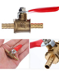 Kickass 2Pcs Copper Ball Valve 6MM Fittings With Red Handle Hella Tough Air Pump And Irrigation Shut Off Valve For Garden Piping Systems And Gas Control For Hydroponics And Water Cooling Loops That Are Gonna Work Flawless, showcasing a 1/4" copper ball valve with red handle.