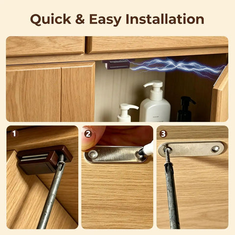 Heavy Duty 12 Pack Brown Cabinet Magnetic Latch Door Catch For Cupboards Drawers Shutters Keeps Doors Dead Set Shut With Zero Hassle Mount And Slick Closing Action