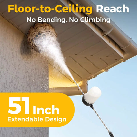 Diatomaceous Earth Duster With Adjustable 4 Foot Rod And Air Pump For Easy Powder Dispensing No Cramp Grip Output reaching eave.