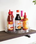 11 Inch Round Lazy Susan Organizer For Kitchen And Pantry Storage Set Of 2 Clear Smooth Rotating Turntables on shelf