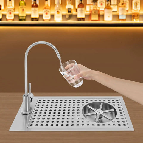 Zero Stress Slick Stainless Steel Sink Glass Rinser With Easy Faucet Mount Heavy Duty Dual Spray Wand For Commercial Bars And Home Cafes Flushes Cups Clean Quick
