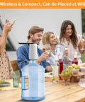 5 Gallon USB Charging Portable Water Dispenser With Auto Stop Pump in use at outdoor picnic with friends.