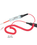 6-24 Volt Live Wire Circuit Tester with LED light, red coil cord, and stainless steel probe for automotive electrical work.