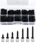 Assorted sizes of Two Pack 500 M3 Black Pan Head Cross Self Tap Wood Screws for easy hidden wood joints in clear case