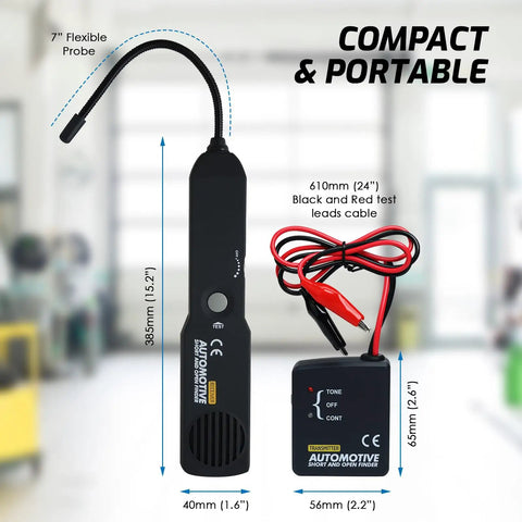 Easy To Use Automotive Circuit Tester for Quick Open and Short Circuit Checks showing flexible probe and test leads