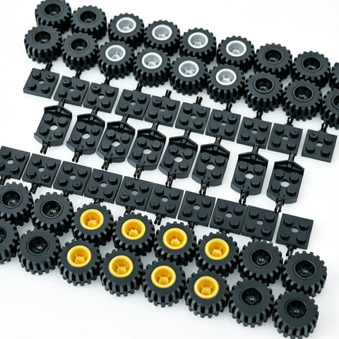 100 Piece Wheels And Axles Building Set For Cars And Robots Totally Boss Compatible With Major Brick Brands Includes 36 Wheels