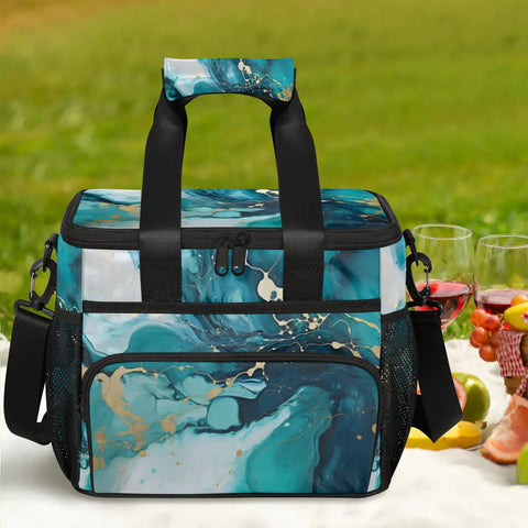 Spacious Insulated Picnic Backpack Lunch Bag For Women And Men with Leakproof Cooler, Easy Access Pockets, in picnic setting.
