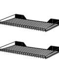 Beefy Heavy Duty Garage Wall Shelves 2 Pack 23.6 By 11.8 Inch Wall Mount Mesh Storage Racks For Garage Office Basement And Kitchen Holds Up To 65 Lbs Each Black