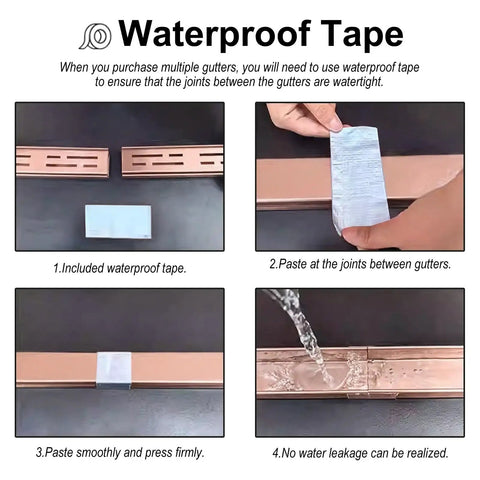Steps to apply waterproof tape on DIY Friendly Customizable Stainless Steel Linear Drain System For Driveways Pools And Lawns Slender Trench Drain 2x2 Inch Channel Gutter Solution With Flexible 90 Degree Corners T Shaped Configurations Four Way Joints And End Plug