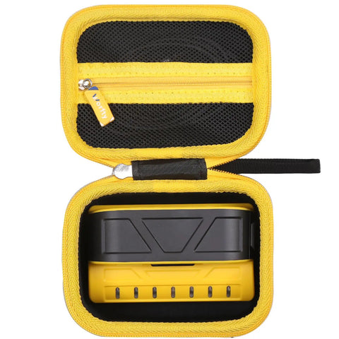 Tough As Nails Hard Shell Carrying Case For Franklin Sensors Prosensor M70 Stud Finder With Seven Detection Sensors Heavy Duty Eva Travel Organizer Bag Black Variant, open with black and yellow design.