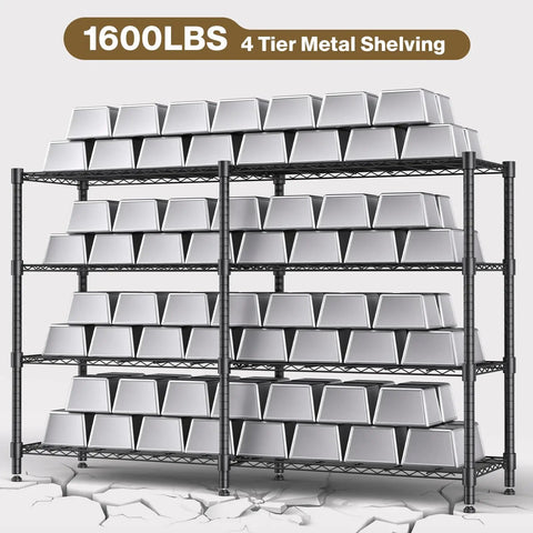 Industrial Four Tier Metal Wire Shelving Rack Straight Up Solid Build With 1600 Lb Capacity No Fuss Setup For Garage Kitchen Pantry Laundry And Utility Rooms 72 X 18 X 60 Inches Matte Black