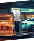 Rock Solid EV Wall Charger Cover Built To Crush Rain And UV Exposure Sleek Outdoor Shield on charger near a parked electric vehicle.
