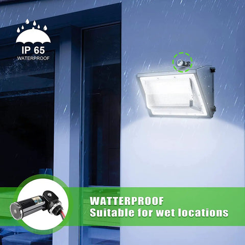 Dusk To Dawn Outdoor Photocell Switch Kit, Photoelectric Sensor For Exterior Lighting, 110V 120V 220V 240V Input, UL Listed, IP65 Water Resistant, wall-mounted under rain