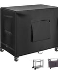 Black 36 Inch Outdoor Prep Table Cover Heavy Duty Waterproof All Weather Shield For Portable Tables And Storage Carts.