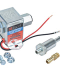 Solid State Fuel Pump Kit 12V 25 GPH With 1.5 To 4 Psi Shutoff, includes connectors and fittings, for carbureted vehicles.