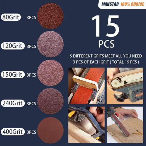 15 Piece 4x36 Inch Assorted Aluminum Oxide Sanding Belt Set Open Coat Antistatic Washable Resin Additive Grits 80 120 150 240 400