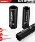 Three Eighth Inch Drive Impact Socket Set With Sixty Seven Piece Metric And SAE Six Point CR V Steel Sockets, black markers visible