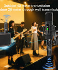 Wireless XLR Mic System With Two Transmitters And One Receiver For Dual Mic Setup, outdoor indoor transmission scene