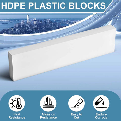 2 Pcs HDPE Plastic Blocks 1 In By 3 In By 12 In Solid Polyethylene Blocks for Machining on white surface