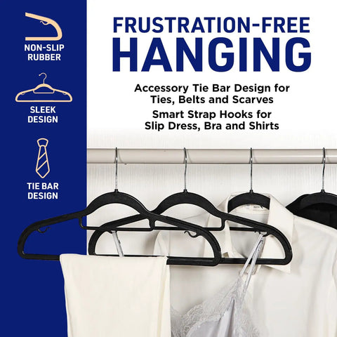 Heavy Duty Dry And Wet Clothes Hanger Set With 360 Degree Swivel Hooks No Fuss Non Slip Rubber 30 Pack Space Saving Closet Hangers