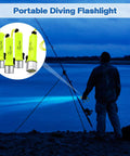4 Pack 1000 Lumen T6 LED Diving Flashlights With Lanyards Waterproof Underwater Torch For Snorkeling And Scuba Submersible Light For Night Dives And Outdoor Water Sports Green highlighting portable size in outdoor setting
