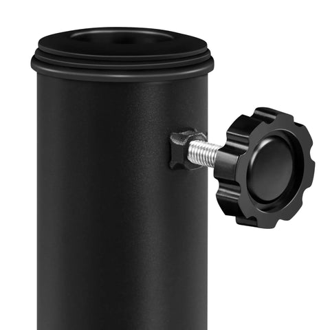 Close-up of Heavy Duty Half Round Umbrella Base Stand For Patio Umbrellas Resin Outdoor All Weather, showing adjustment knob and pole fit