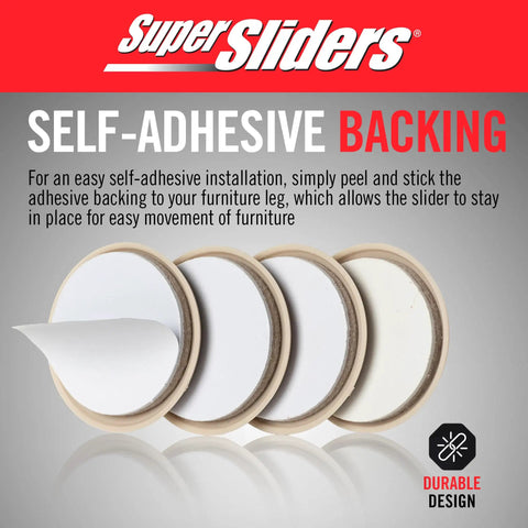 Slide Heavy Items With No Struggle Peel And Stick Floor Savers Round Furniture Sliders For Carpet gliding on smooth surface with self-adhesive backing.