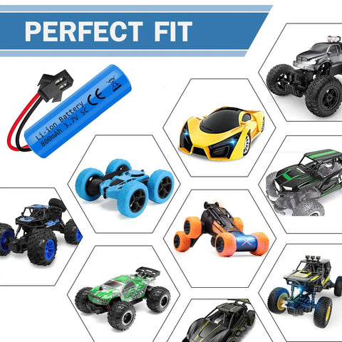 3.7V 800mAh Li Ion Battery Two Pack With USB Chargers SM 2P Plug For RC Cars And Toy Cars Compatible With E35 DE38 DE40