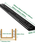 Heavy Duty Drawer Slides Detachable Two Fold Glides Black Metal Two Stage Extension Quiet Smooth Operation Built To Last Rust Resistant Steel With Ball Bearings And Anti Collision Rubber Pads For Cabinets, 27mm width, 9mm thick