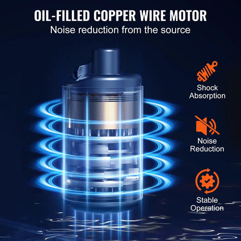 Oil-filled copper wire motor of Heavy-Duty 1/2 HP 120V Sump Pump for Under-Sink Use, 3500 GPH, 28 ft Head, 6-Gallon Basin, noise reduction features