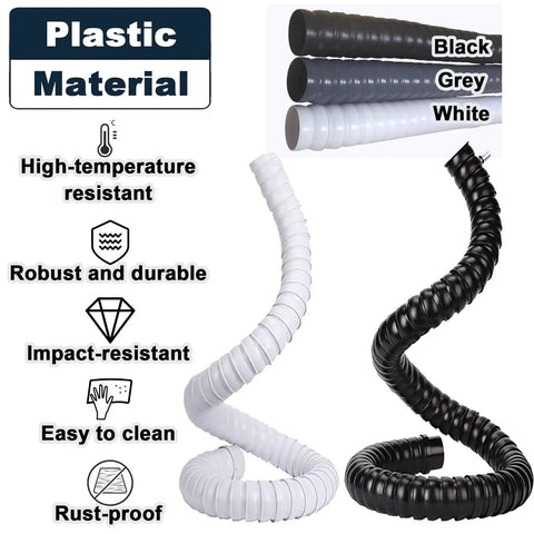 Rock Solid Super Adjustable 360 Degree Air Extractor Arm With Hella Flexible Duct Collector Hose, plastic, high-temp resistant, black and white ducts.