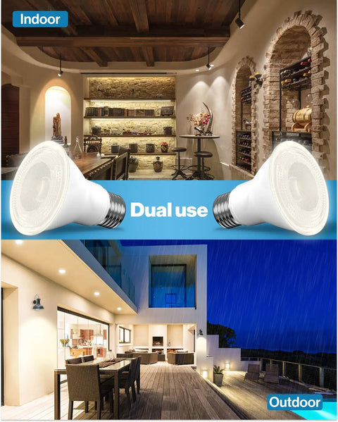 6 Pack PAR20 LED Bulbs Dimmable Flood Light 500 Lm 7W 50W Equivalent Warm White E26 Base for Indoor Outdoor Use
